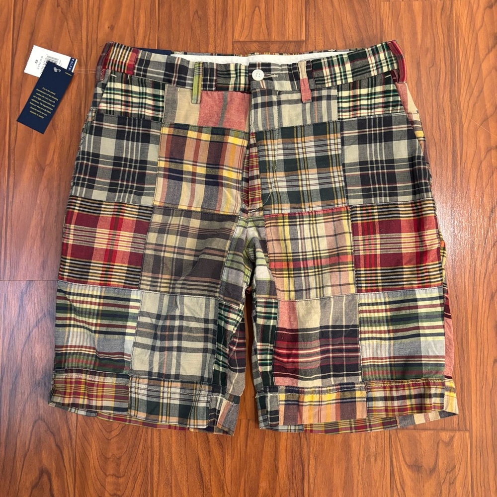 Ralph Lauren Madras Plaid Flat Front 9 inch Shorts Mens Size 29